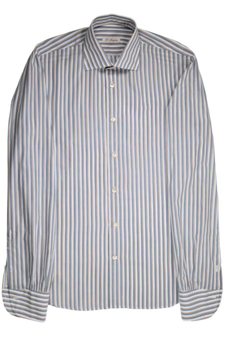 Vintage Blue Beige Striped Shirt