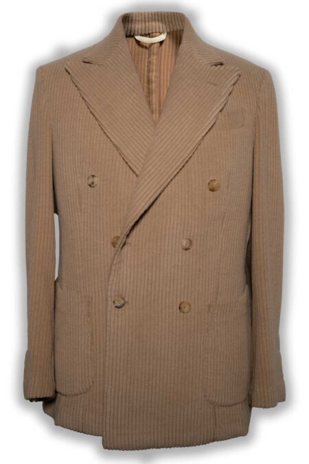 Beige Cashmere Corduroy Double-Breasted Jacket