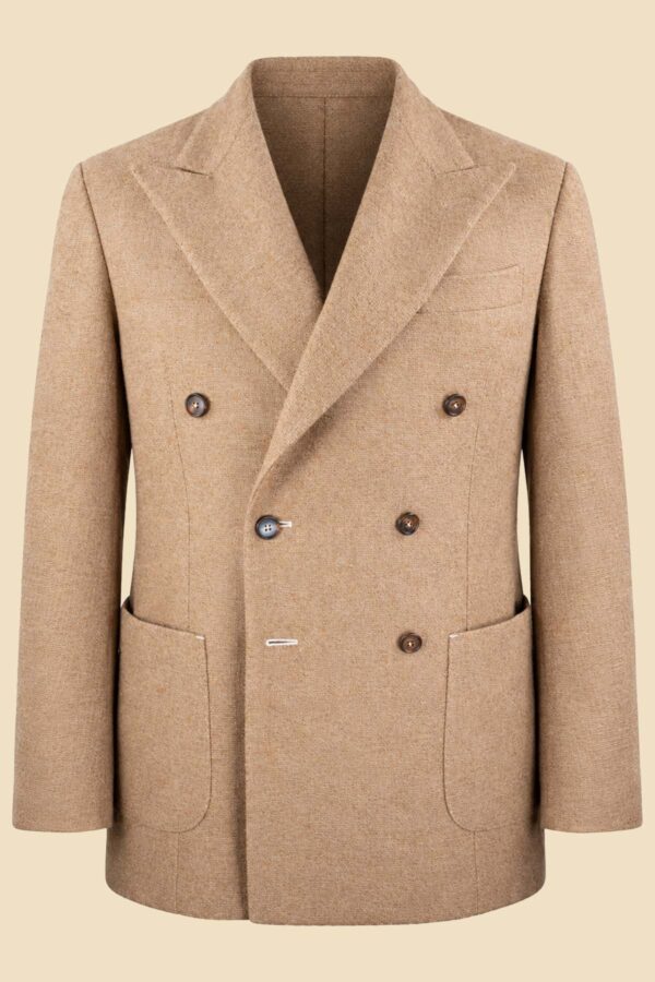 Beige Pure Wool Double-Breasted Jacket