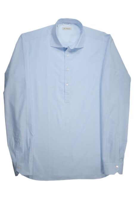 Light Blue Voile Cotton Gianni Agnelli Polo