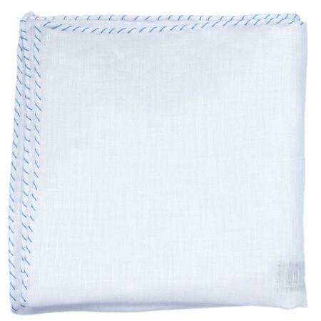 Linen with Cavallino Stitch Pocket Square