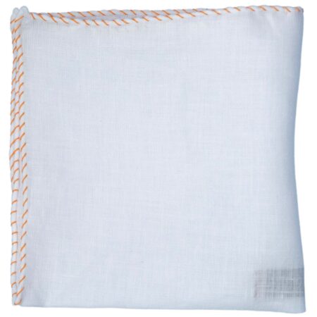 Linen with Cavallino Stitch Pocket Square
