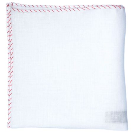 Linen with Cavallino Stitch Pocket Square