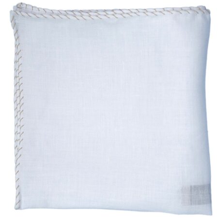 Linen with Cavallino Stitch Pocket Square