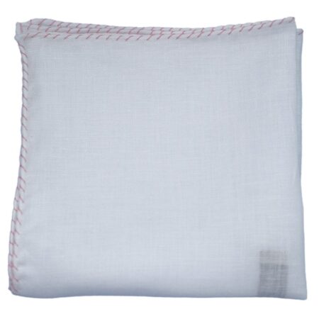 Linen with Cavallino Stitch Pocket Square