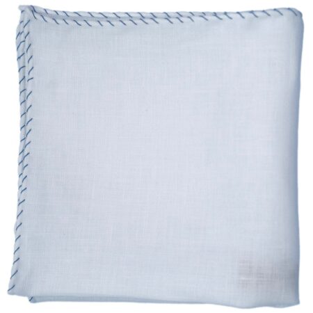 Linen with Cavallino Stitch Pocket Square