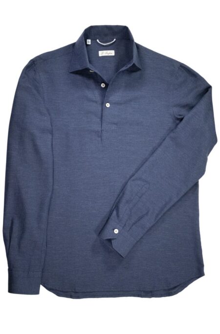 Blue Cotton and Cashmere Mastroianni Polo