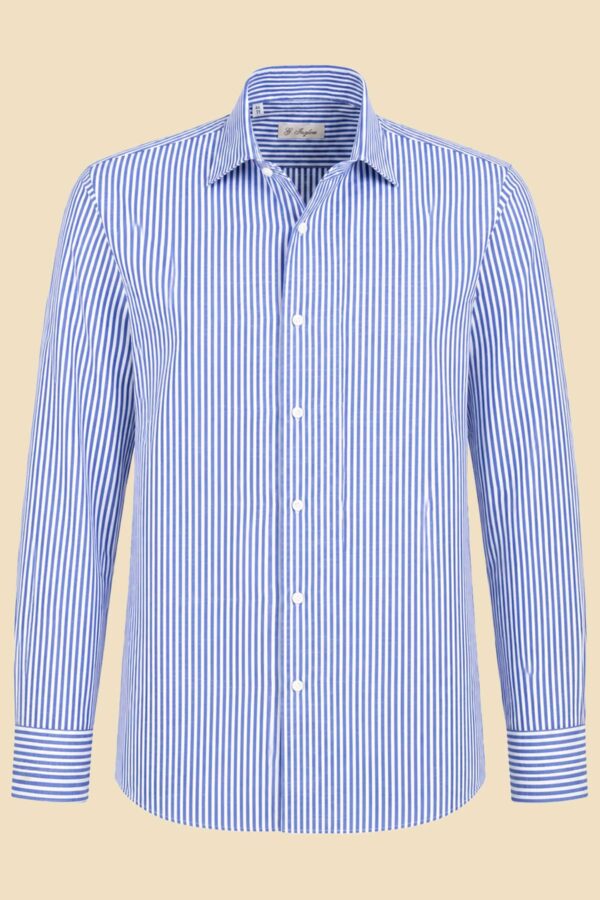 Blue Fine Striped Chambray Capri Shirt
