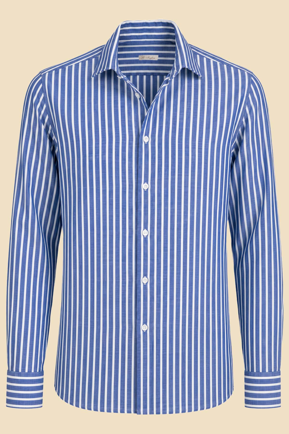 Blue Striped Chambray Capri Shirt