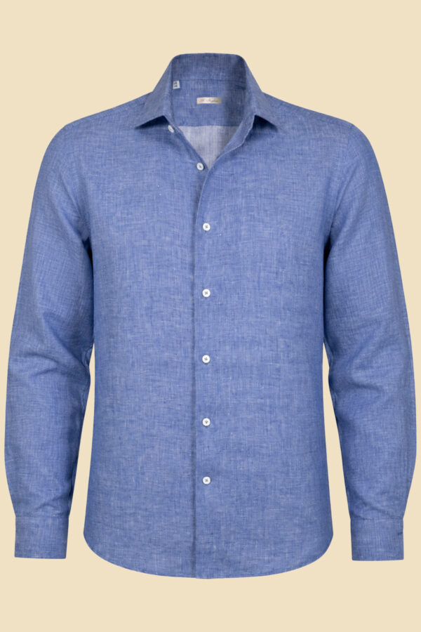 Capri Blue Twill Linen Shirt