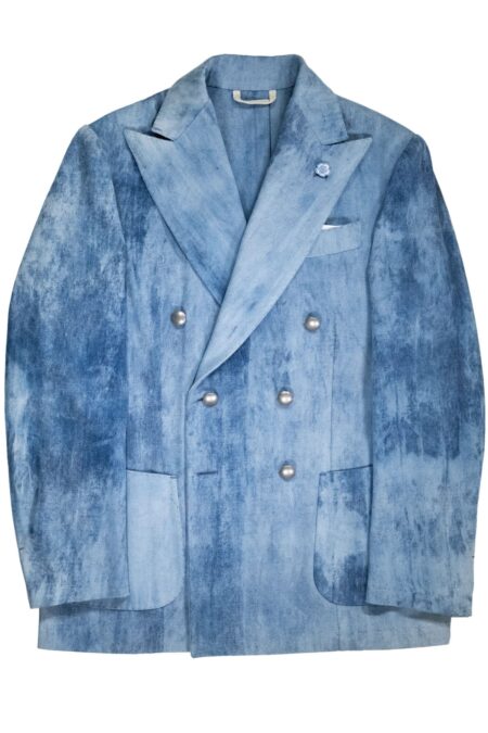 Spot Wash Denim Double-Breast Jacket