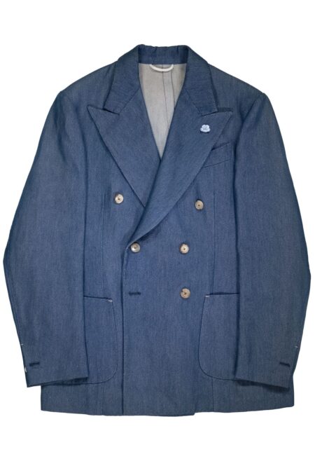 Stone Washed Denim Double-Breast Jacket
