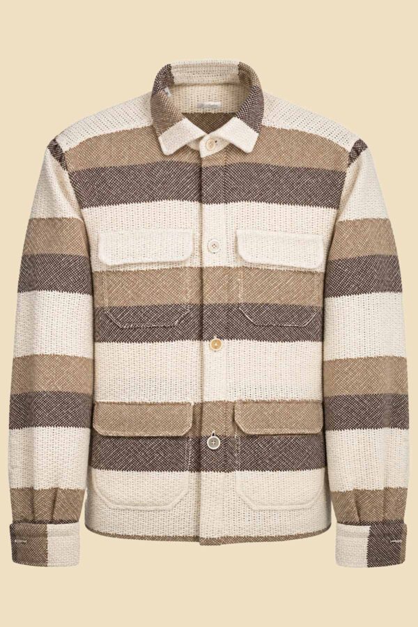 Striped Giro Inglese Cotton Safari Jacket