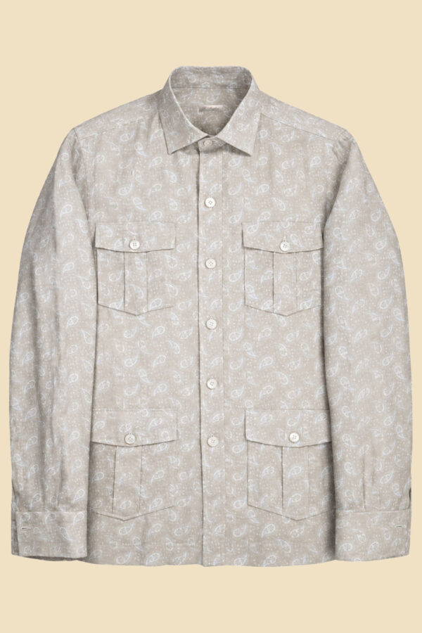Exclusive Paisley Pure Linen Safari Jacket