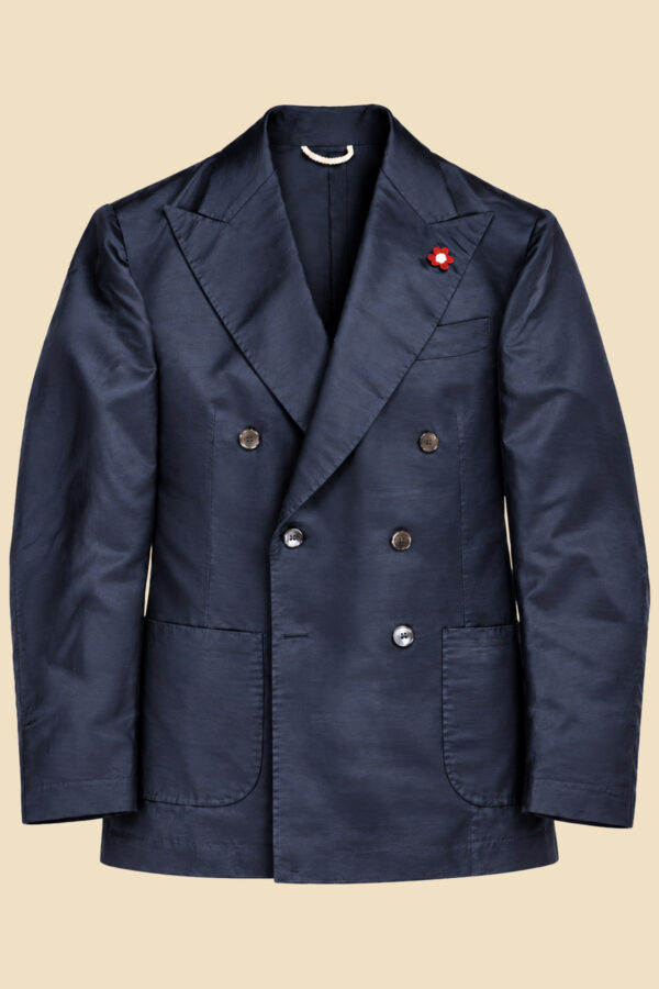 Double-Breasted Cotton & Silk Shantung Jacket