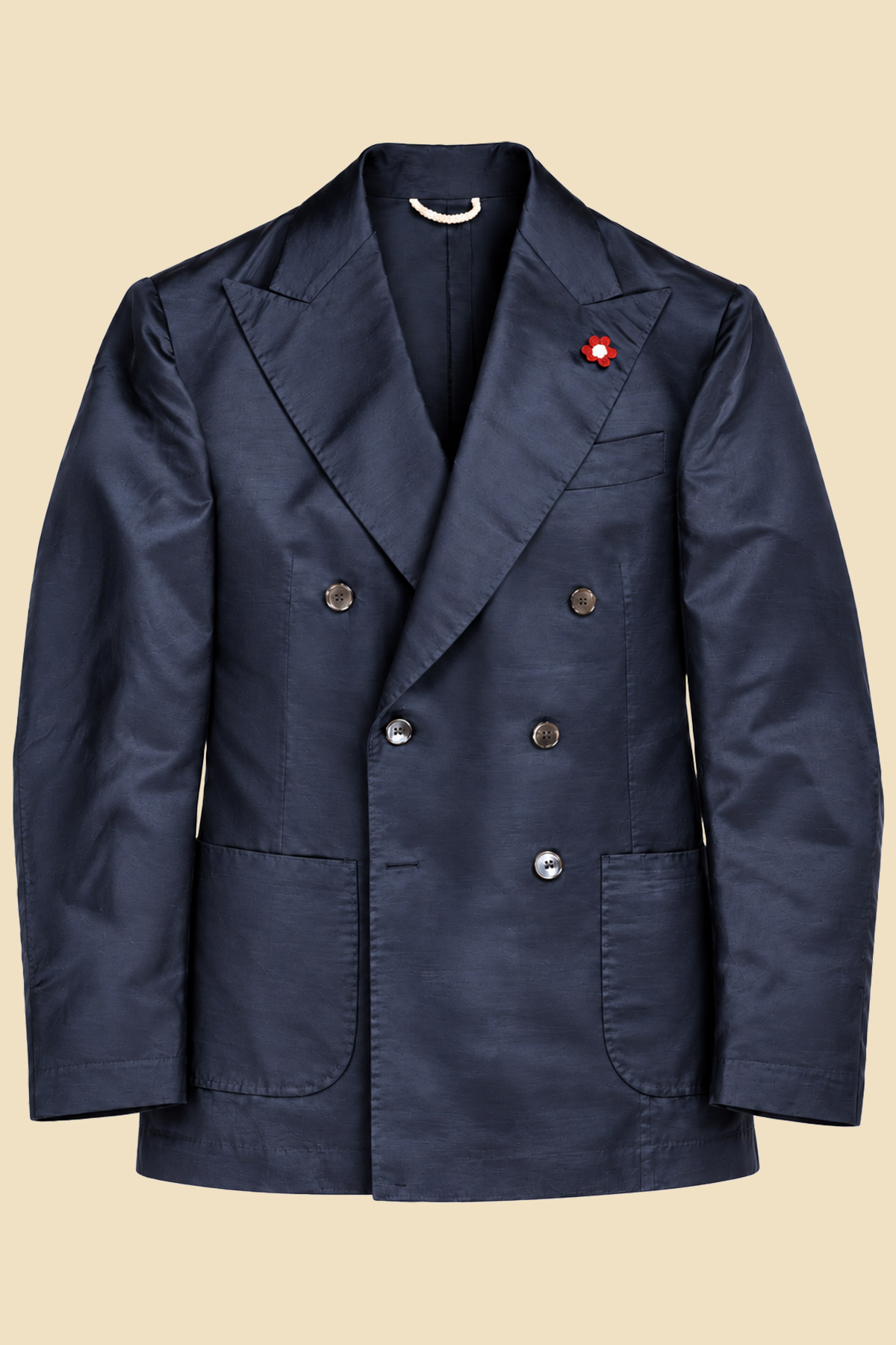 Double-Breasted Cotton & Silk Shantung Jacket
