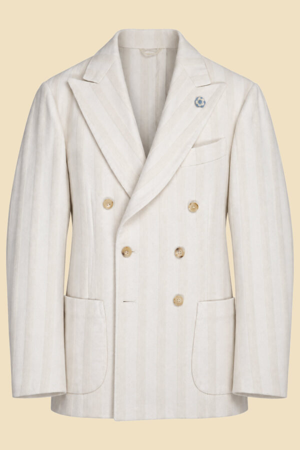 Off-White Linen & Cotton Double-Breasted Jacket