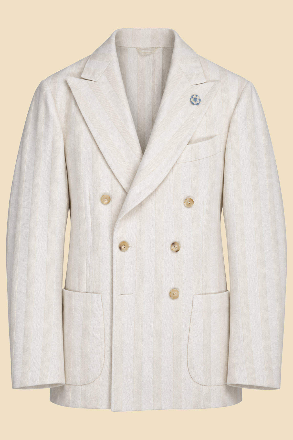 Off-White Linen & Cotton Double-Breasted Jacket