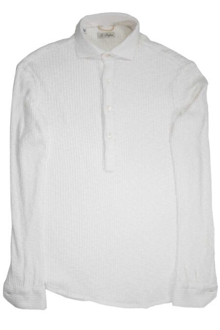 White Ribbed Cotton Gianni Agnelli Polo