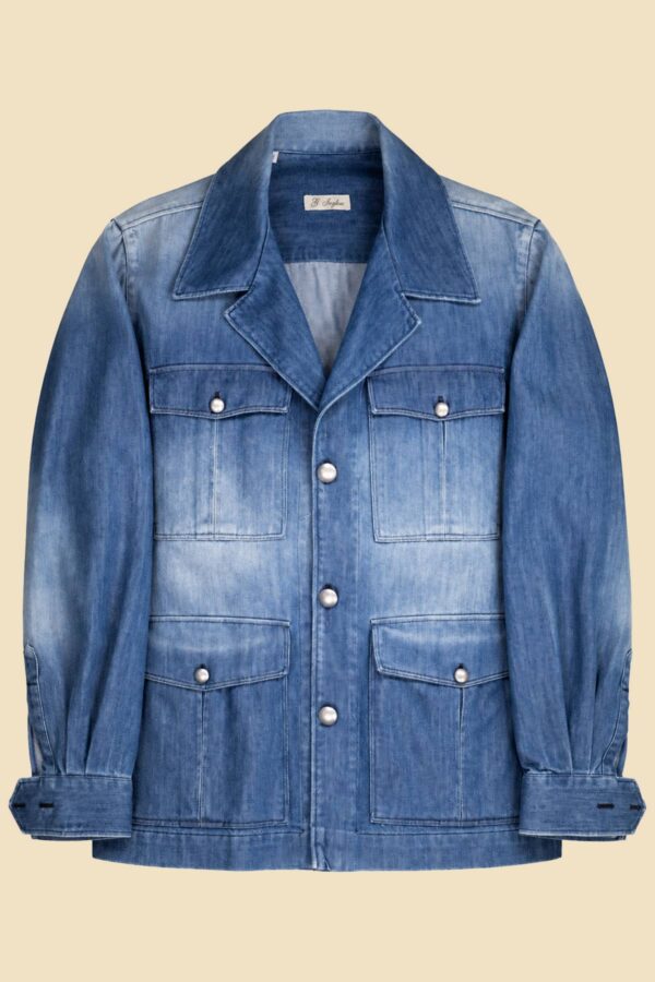 Stone-Washed Denim Safari Jacket