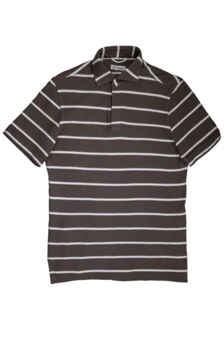 Brown and White Cotton Redford Polo