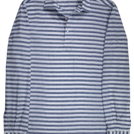 Blue Striped Cotton Linen Mastroianni Polo