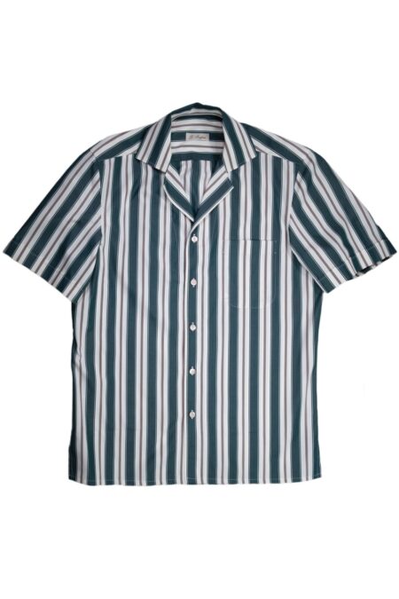 Vintage Green Striped Camp Shirt