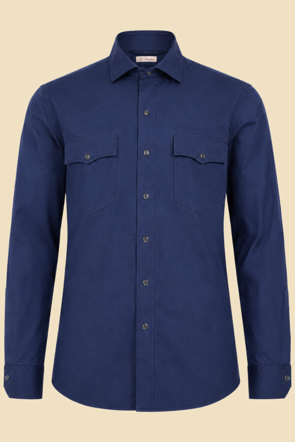 Navy Sea Island Cotton Western Shirt