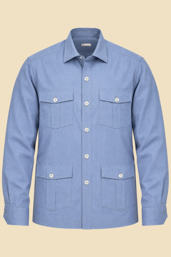Light Blue Sea Island Cotton Safari Jacket