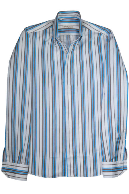 Exclusive Brown and Light Blue Striped Shirt
