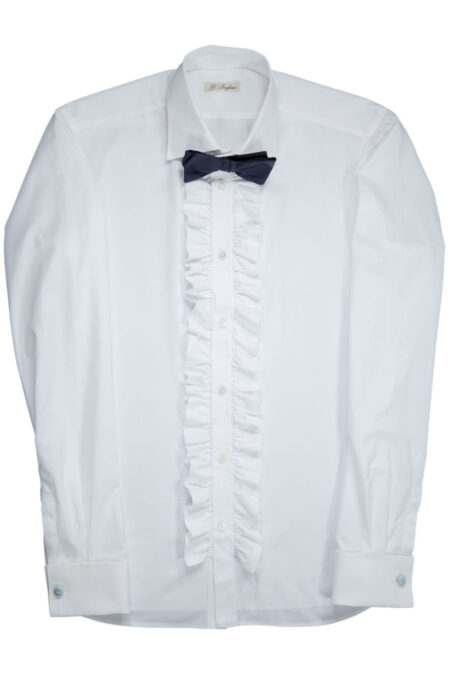 White Pleated Tuxedo Shirt