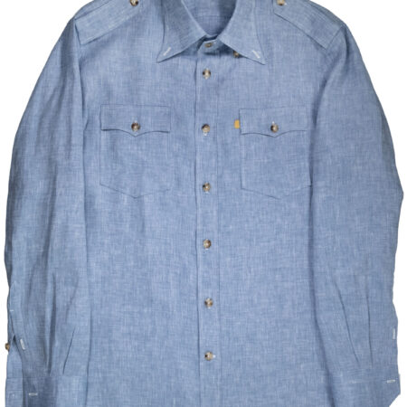 Light Blue Linen Western Shirt