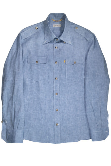 Light Blue Linen Western Shirt