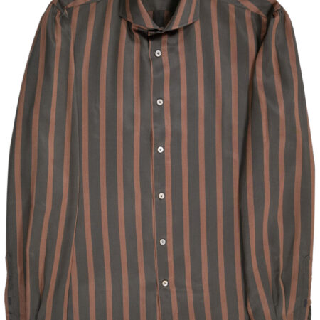 Vintage Brown Green Striped Shirt
