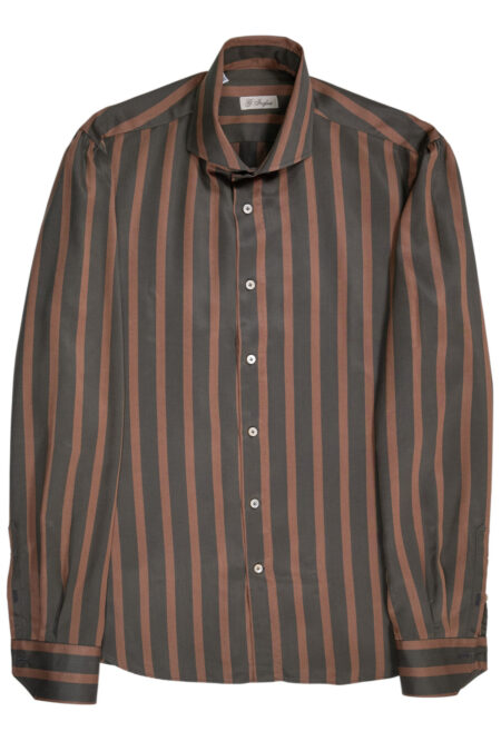 Vintage Brown Green Striped Shirt