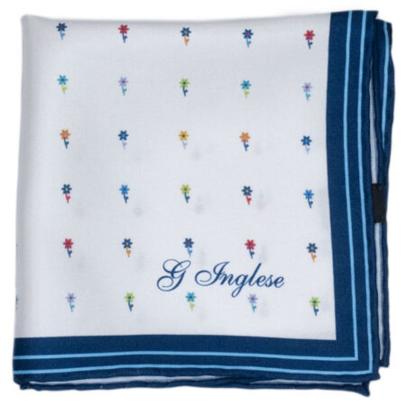 White Flower Printed Pocket Square