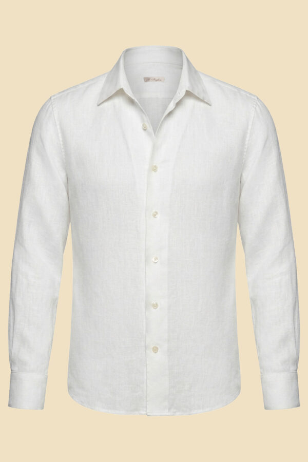 G. Inglese Capri Linen Shirt handmade in Italy with one-piece Capri collar