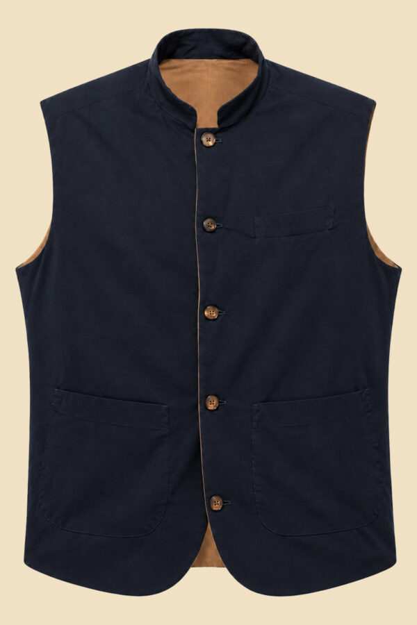 Reversible Blue Cotton Gilet