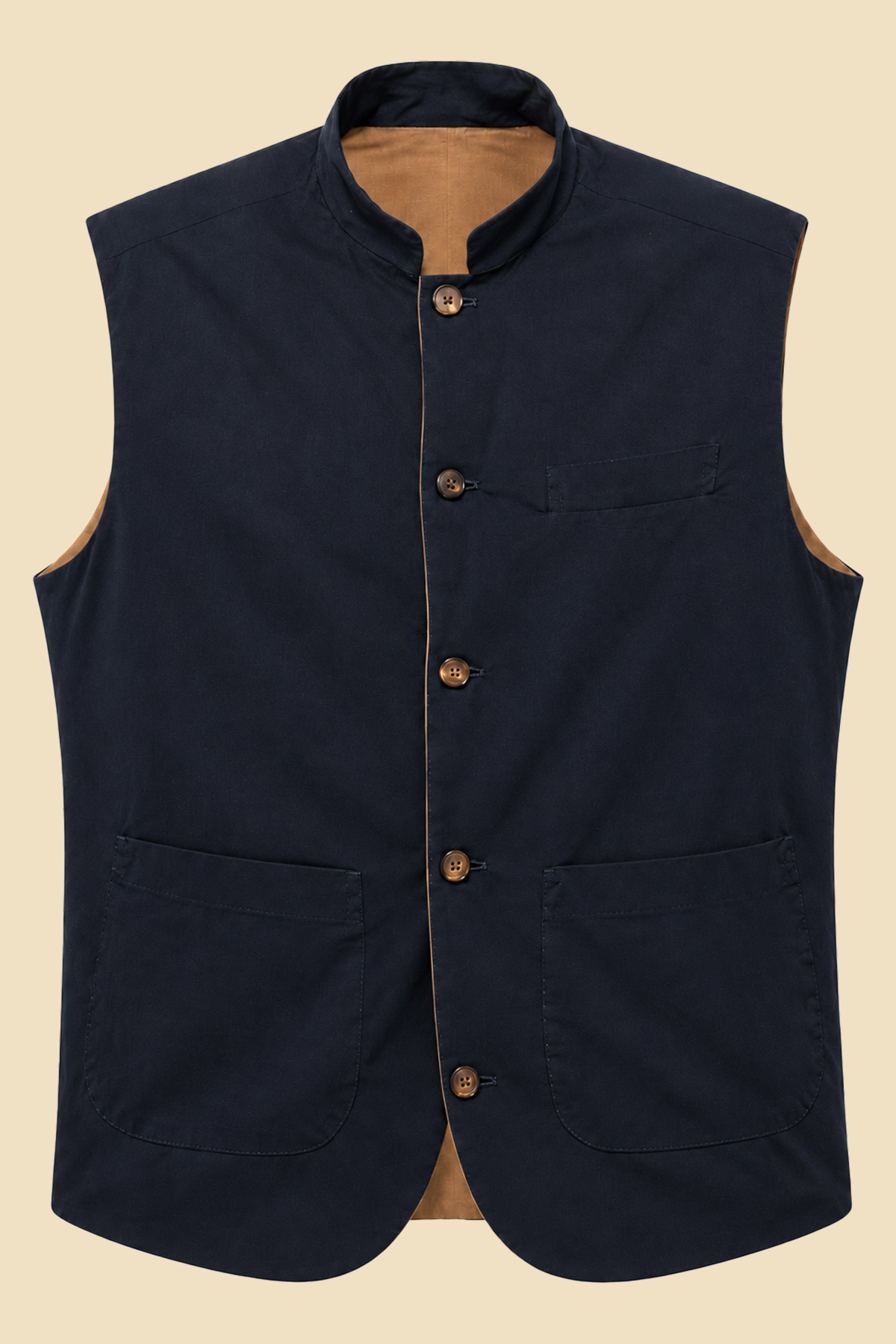 Reversible Blue Cotton Gilet
