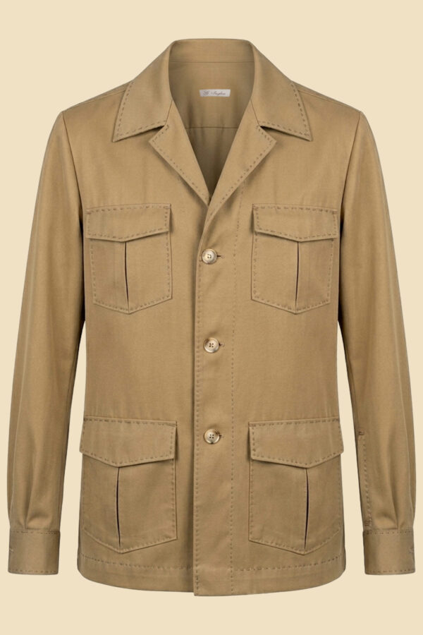 G. Inglese Tasmanian Wool Guayabera Sahariana Jacket handmade in Italy