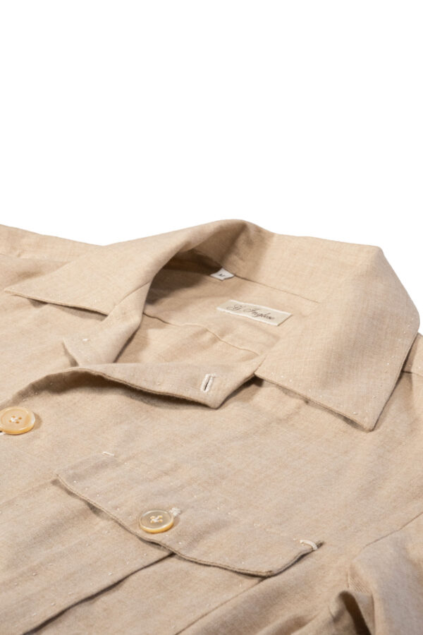 Cashmere sahariana guayabera - collar and stitching detail - G. Inglese