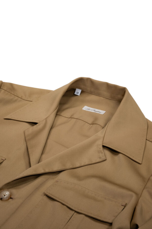Tasmania wool sahariana guayabera - collar and stitching detail - G. Inglese