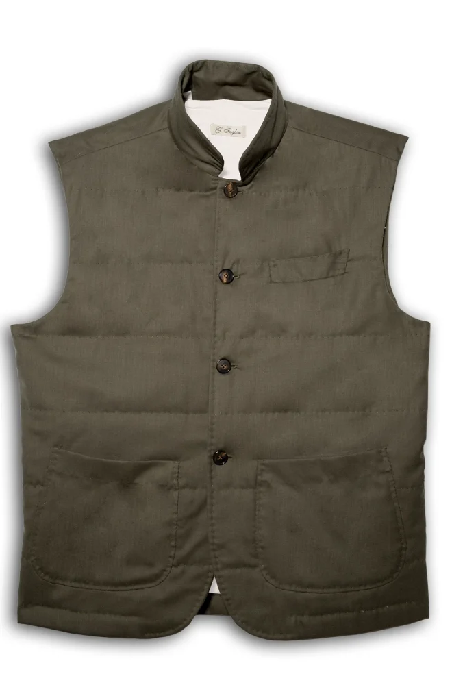 Green Tasmania Wool Gilet with Padded Lining