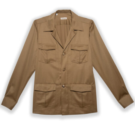 Tasmania wool Guayabera sahariana jacket – front view with four flap pockets