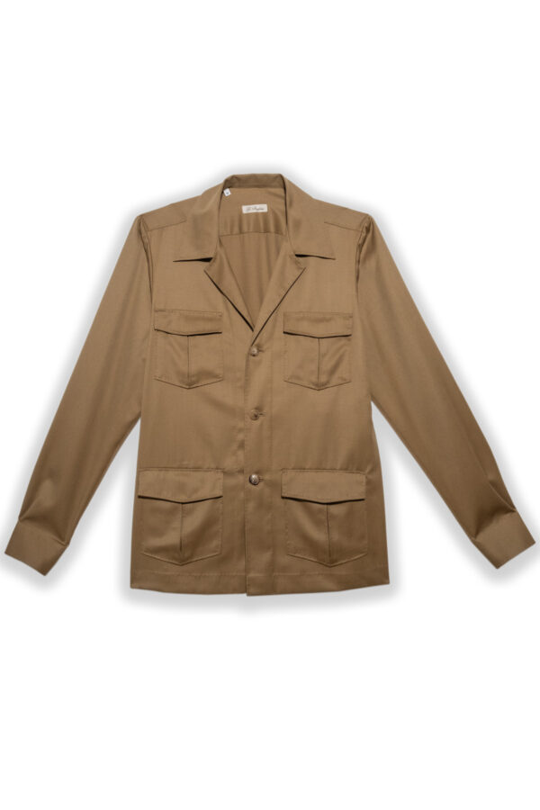 Tasmania wool Guayabera sahariana jacket – front view with four flap pockets