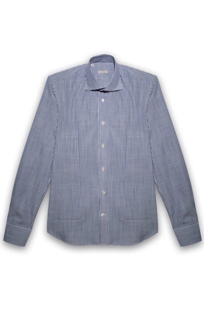 Blue and White Fine Stripe Shirt