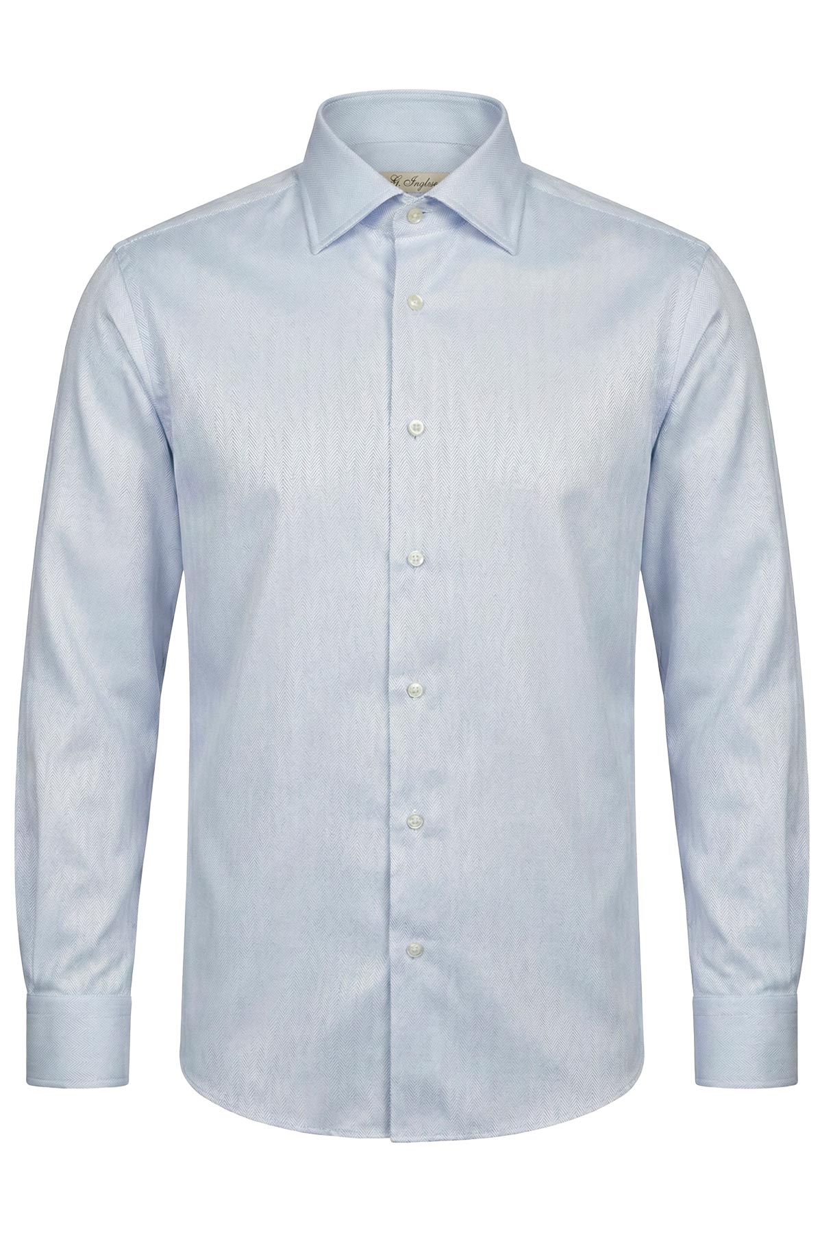 Light Blue Herringbone Shirt