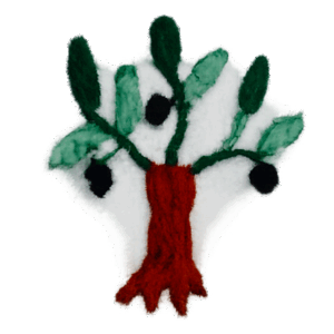 Hand embroidered olive tree
