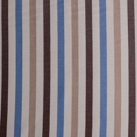 Beige, Light Blue and Brown Large Striped Twill
