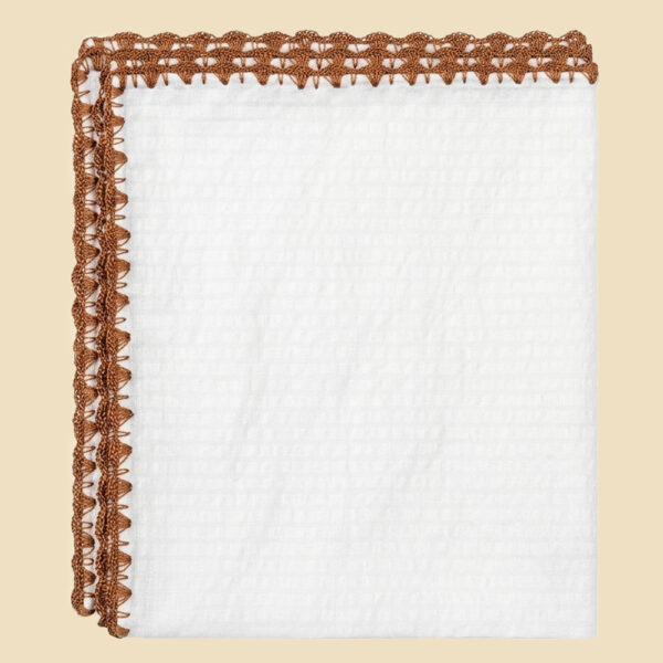 G. Inglese Hazelnut Ventaglio Stitch Seersucker Pocket Square handmade in Italy